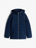 Blue Faux Fur Hood Down Puffer Jacket  Women