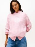 Pink Logo Embroidery Relaxed Cable Knit Jumper  Women