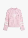 Pink Logo Embroidery Relaxed Cable Knit Jumper  Women