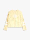Yellow Logo Embroidery Relaxed Cable Knit Jumper  Women