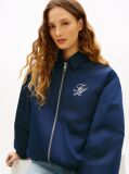 Blue Water Repellent Satin Relaxed Padded Jacket  Women