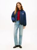 Blue Water Repellent Satin Relaxed Padded Jacket  Women