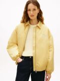 Yellow Water Repellent Satin Relaxed Padded Jacket  Women