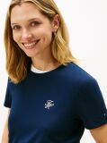 Blue Logo Embroidery Jersey Crew Neck T-Shirt  Women