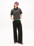 Grey Gold-Tone Button Logo Embroidery Relaxed T-Shirt  Women