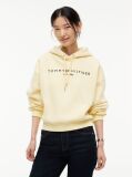 Yellow Flex Fleece Logo Embroidery Relaxed Hoody  Women