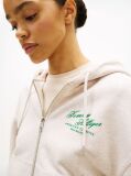 Μπεζ Άνετο Βαμβακερό Hoody Με Φερμουάρ  Γυναίκες