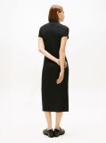 Black Slim Rib Mock Midi Bodycon Dress  Women