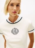 Beige Logo Slim Ringer T-Shirt  Women