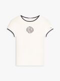 Beige Logo Slim Ringer T-Shirt  Women