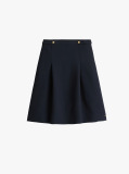 Blue Gold-Tone Button A-Line Midi Skirt  Women