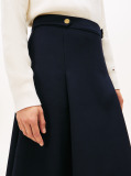 Blue Gold-Tone Button A-Line Midi Skirt  Women
