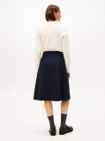 Blue Gold-Tone Button A-Line Midi Skirt  Women