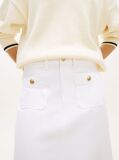 White Gold-Tone Button White Denim Midi Skirt  Women