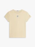 Μπεζ Slim Βαμβακερό T-Shirt Με Λογότυπο  Γυναίκες