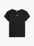 Μαύρο Slim Βαμβακερό T-Shirt Με Λογότυπο  Γυναίκες