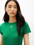 Green Textured Logo Slim Jersey T-Shirt  Women