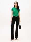 Green Textured Logo Slim Jersey T-Shirt  Women