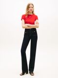 Red Textured Logo Slim Jersey T-Shirt  Women