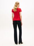 Red Textured Logo Slim Jersey T-Shirt  Women
