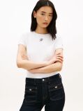 White Textured Logo Slim Jersey T-Shirt  Women
