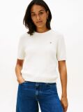 Beige Textured Knit Short Sleeve Jumper  Women