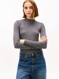 Grey Festive Metallic Slim Long Sleeve Top  Women
