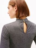 Grey Festive Metallic Slim Long Sleeve Top  Women