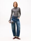Grey Festive Metallic Slim Long Sleeve Top  Women