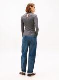 Grey Festive Metallic Slim Long Sleeve Top  Women