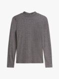 Grey Festive Metallic Slim Long Sleeve Top  Women