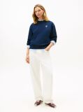 Blue Logo Embroidery Terry Sweatshirt  Women