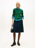 Blue Gold-Tone Button A-Line Skirt  Women