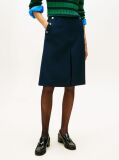 Blue Gold-Tone Button A-Line Skirt  Women