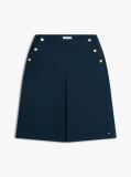 Blue Gold-Tone Button A-Line Skirt  Women