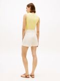 Beige Crest Embossed Gold-Tone Button Shorts  Women