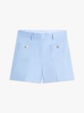 Blue Crest Embossed Gold-Tone Button Shorts  Women