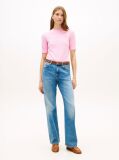 Pink Fine Knit Jersey Short Sleeve Jumper  Women