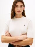 Beige Fine Knit Jersey Short Sleeve Jumper  Women