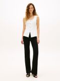 White Gold-Tone Button Linen Blend Slim Waistcoat  Women