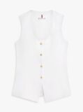 White Gold-Tone Button Linen Blend Slim Waistcoat  Women