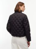 Black Gold-Tone Button Flag Down Quilted Jacket  Women