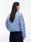 Blue Gold-Tone Button Flag Down Quilted Jacket  Women