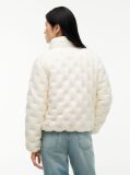 Beige Gold-Tone Button Flag Down Quilted Jacket  Women