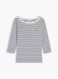 Multi Slim Boat Neck Three-Quarter Sleeve T-Shirt  Women