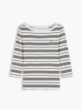 Multi Slim Boat Neck Three-Quarter Sleeve T-Shirt  Women