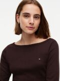Brown Slim Boat Neck Three-Quarter Sleeve T-Shirt  Women