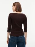 Brown Slim Boat Neck Three-Quarter Sleeve T-Shirt  Women