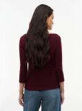 Red Slim Boat Neck Three-Quarter Sleeve T-Shirt  Women