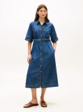 Μπλε Denim Midi Φόρεμα Πουκαμίσα Με Ζώνη  Γυναίκες